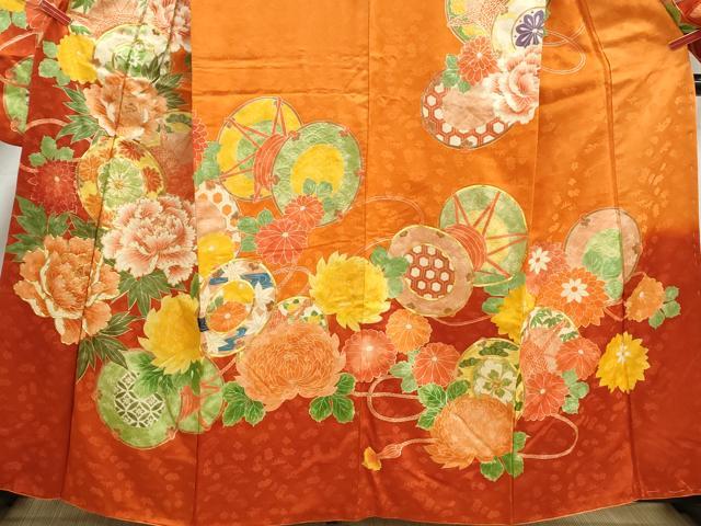 平和屋着物■豪華振袖 駒刺繍 花鼓文 牡丹 暈し染め 正絹 逸品 DABJ5137qa
