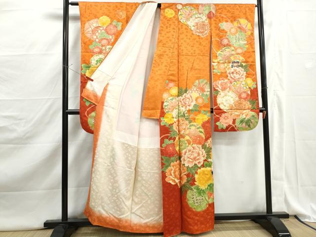 平和屋着物■豪華振袖 駒刺繍 花鼓文 牡丹 暈し染め 正絹 逸品 DABJ5137qa