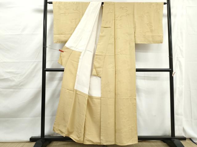平和屋着物■上質な色無地 雲取り風景地紋 淡黄色 正絹 逸品 DABJ5144qa