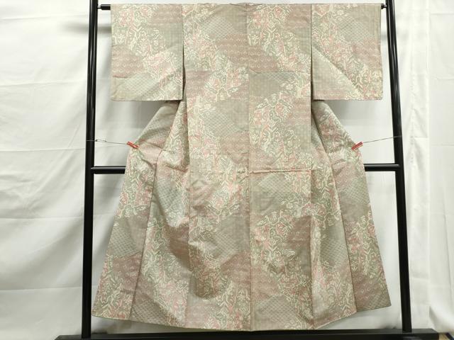 平和屋着物■本場染大島紬 幾何学花文 正絹 逸品 DABJ5150qa