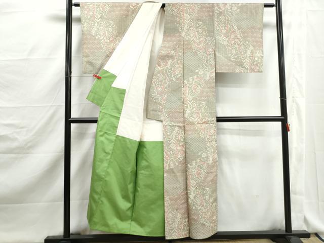 平和屋着物■本場染大島紬 幾何学花文 正絹 逸品 DABJ5150qa