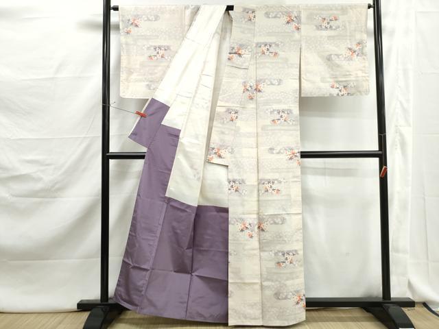 平和屋着物■上質な紬 エ霞花文 正絹 逸品 DABJ5151qa