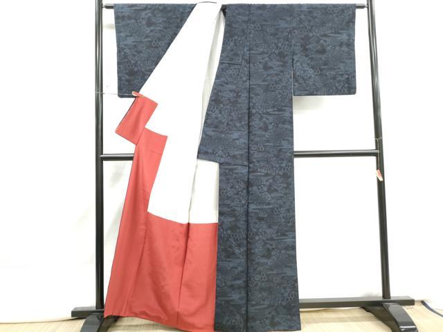 平和屋着物■上質な紬 風景花文 正絹 逸品 DABJ5159qa