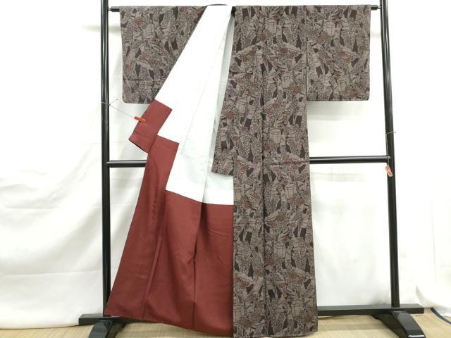 平和屋着物■上質な紬 短冊花文 正絹 逸品 DABJ5162qa