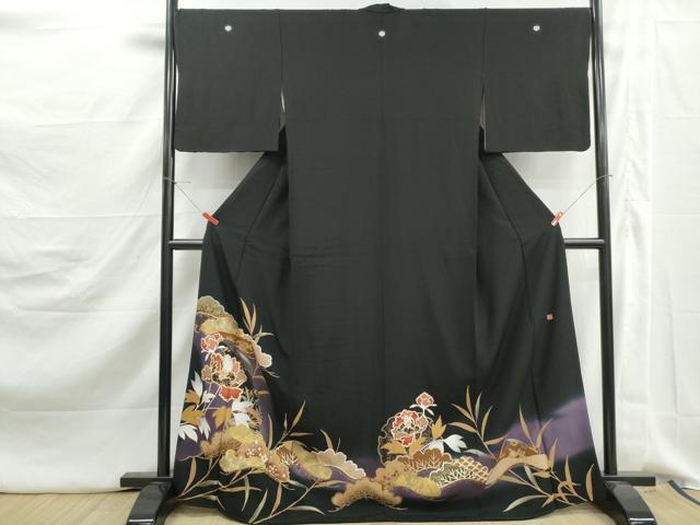 平和屋着物■豪華黒留袖 泰常 駒刺繍 花松文 暈し染め 金彩 正絹 逸品 DABJ5170qa