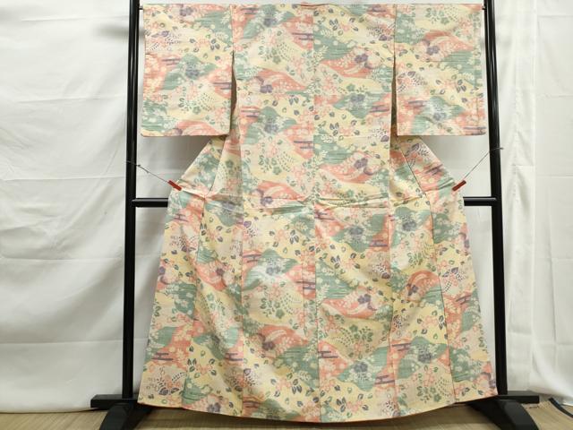 平和屋着物■上質な紬 エ霞花文 正絹 逸品 DABJ5189qa