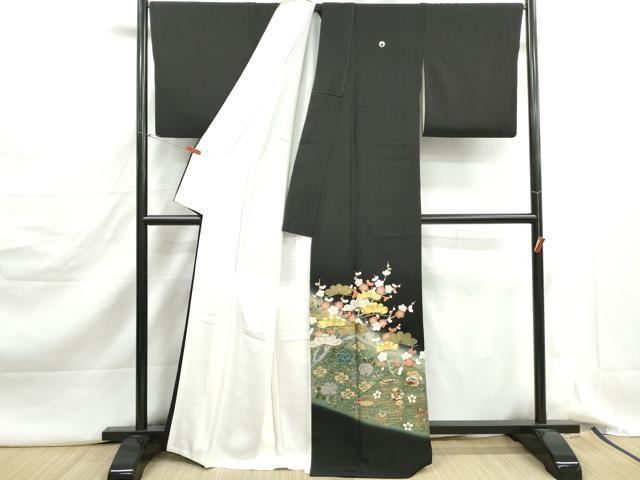 平和屋着物■豪華黒留袖 作家物 駒刺繍 宝尽くし花松文 暈し染め 金彩 正絹 逸品 DABJ5190qa