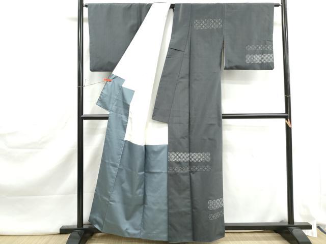 平和屋着物■訪問着 紬地 横段七宝文 正絹 逸品 DABJ5215qa