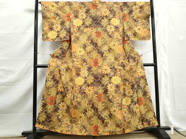 平和屋着物■本場染大島紬 霞舞花文 正絹 逸品 DABJ5227qa