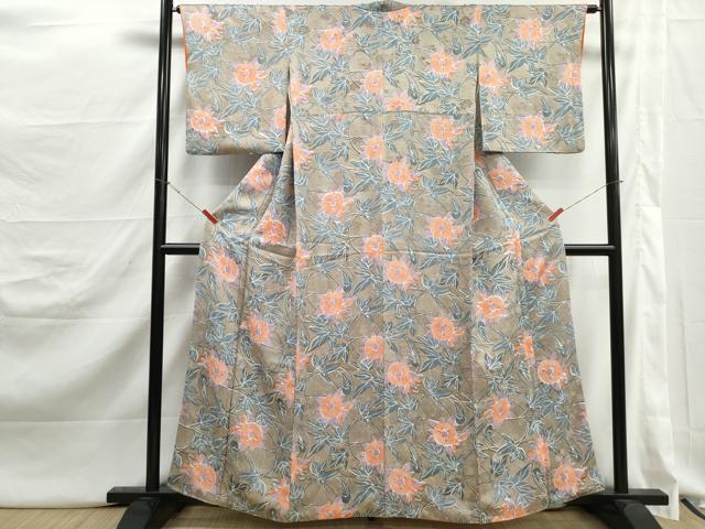 平和屋着物■上質な小紋 抽象花文 正絹 逸品 DABJ5248qa