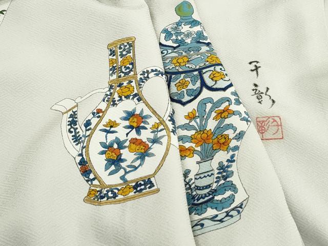 平和屋着物■豪華色留袖 作家物 陶器花鳥文 正絹 逸品 DABJ5262qa