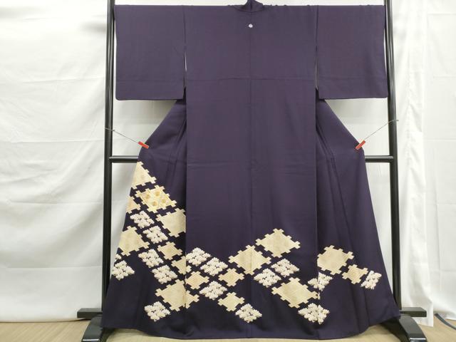 平和屋着物■豪華色留袖 駒刺繍 格子花松文 金彩 正絹 逸品 DABJ5265qa