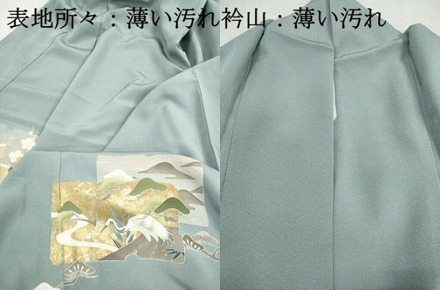 平和屋着物■豪華色留袖 駒刺繍 破れ色紙飛鶴花松文 金彩 正絹 逸品 DABJ5289qa