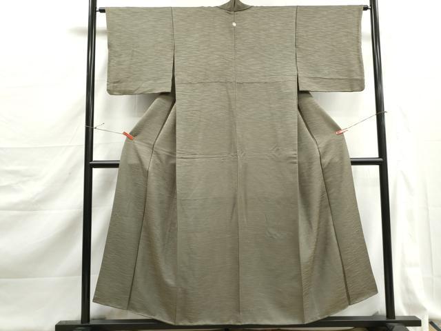 平和屋着物■上質な色無地 よろけ縞地紋 岩井茶色 正絹 逸品 DABJ5294qa
