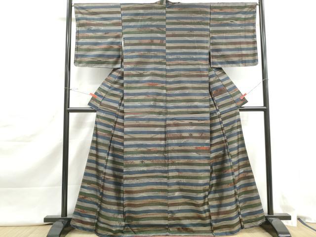 平和屋着物■本場大島紬 横段文 正絹 逸品 DABJ5299qa