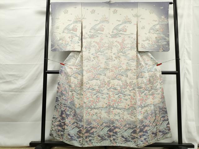 平和屋着物■訪問着 流水花文 暈し染め 正絹 逸品 DABJ5352qa