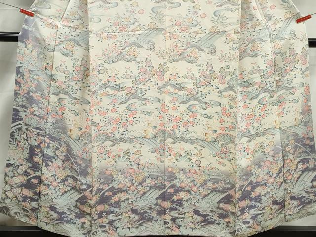 平和屋着物■訪問着 流水花文 暈し染め 正絹 逸品 DABJ5352qa