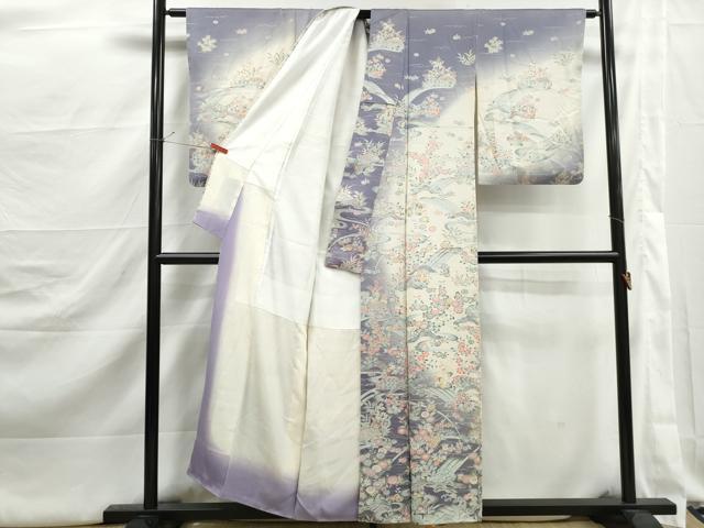 平和屋着物■訪問着 流水花文 暈し染め 正絹 逸品 DABJ5352qa