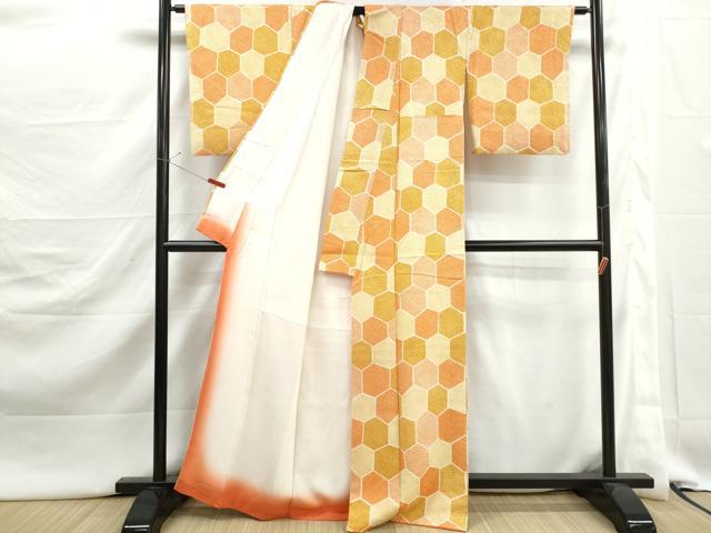 平和屋着物■上質な小紋 総絞り 亀甲文 正絹 逸品 DABJ5360qa