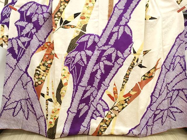 平和屋着物■豪華振袖 駒刺繍 絞り 笹竹花文 金彩 正絹 逸品 DABJ5362qa