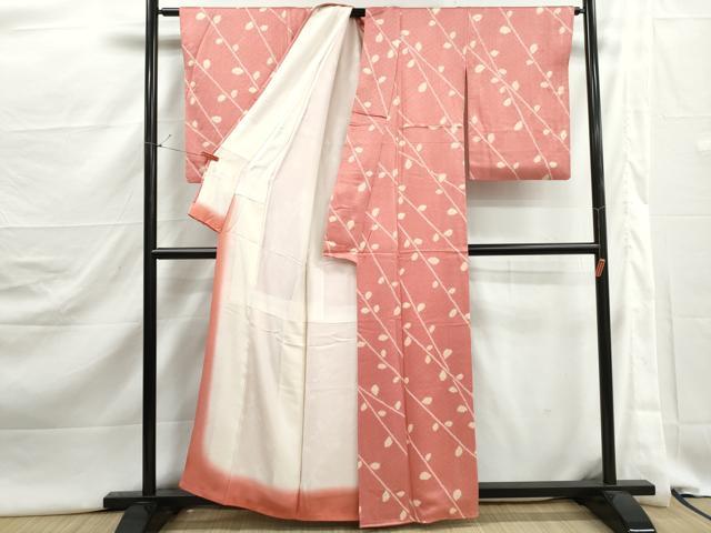平和屋着物■上質な小紋 絞り 枝葉文 正絹 逸品 DABJ5364qa