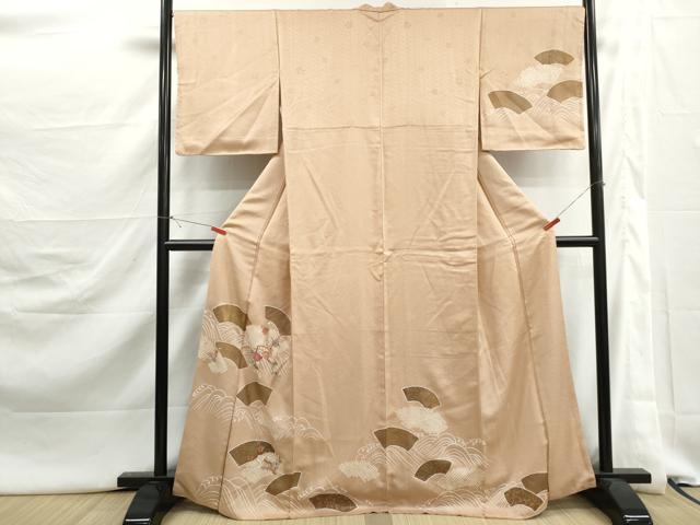 平和屋着物■訪問着 絞り 刺繍 立波地紙枝椿文 金彩 正絹 逸品 DABJ5377qa