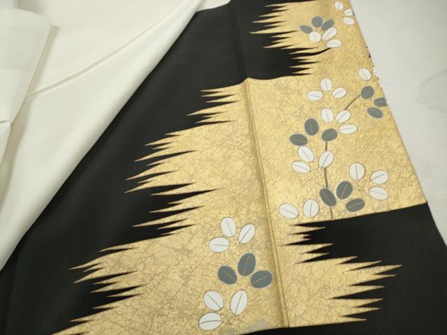 平和屋着物■豪華黒留袖 駒刺繍 草花文 金彩 正絹 逸品 DABJ5380qa