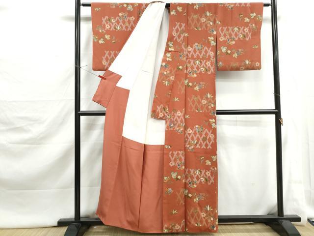 平和屋着物■上質な小紋 笹花文 椿 金彩 正絹 逸品 DABJ5383qa