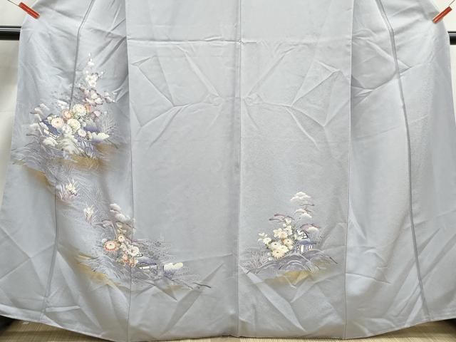 平和屋着物■訪問着 渡橋風景花文 暈し染め 金彩 正絹 逸品 DABJ5390qa