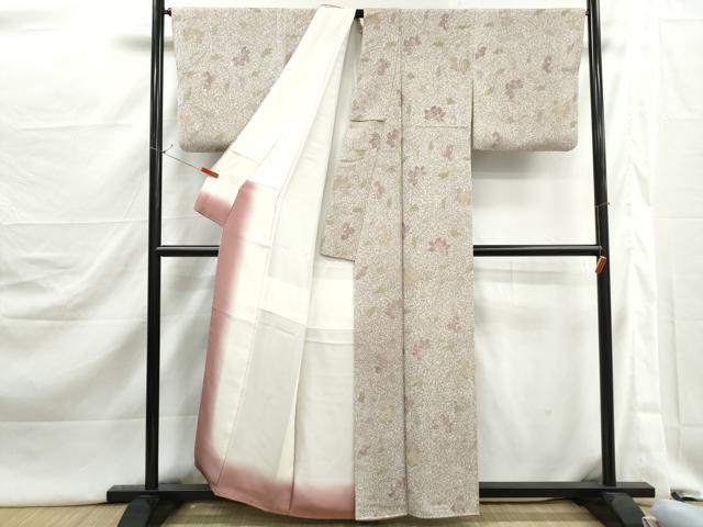 平和屋着物■上質な小紋 霞更紗花文 たたき染め 正絹 逸品 DABJ5391qa