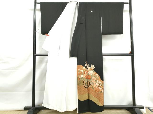 平和屋着物■豪華黒留袖 駒刺繍 花車文 金彩 正絹 逸品 DABJ5403qa