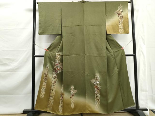 平和屋着物■訪問着 扇面花文 暈し染め 金彩 正絹 逸品 DABJ5411qa