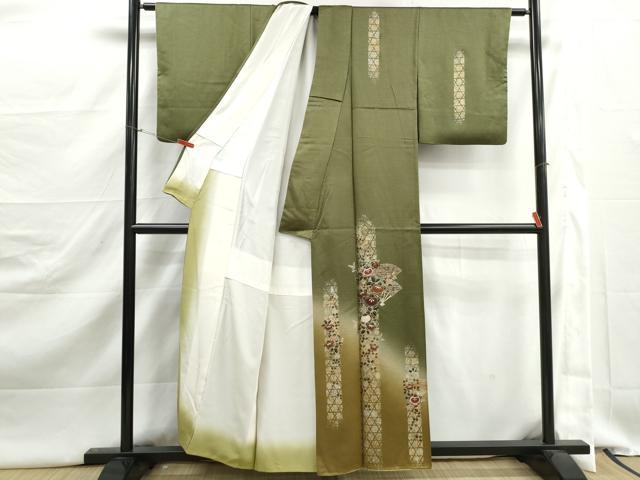 平和屋着物■訪問着 扇面花文 暈し染め 金彩 正絹 逸品 DABJ5411qa