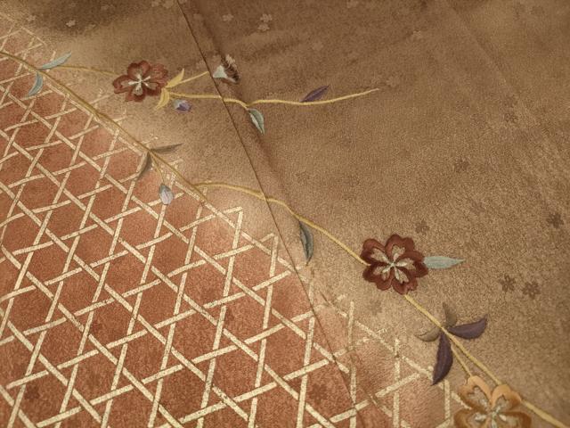 平和屋着物■豪華色留袖 刺繍 枝花文 暈し染め 金彩 正絹 逸品 DABJ5425qa