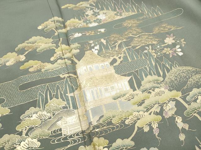 平和屋着物■豪華色留袖 風景枝松花文 金彩 正絹 逸品 DABJ5427qa