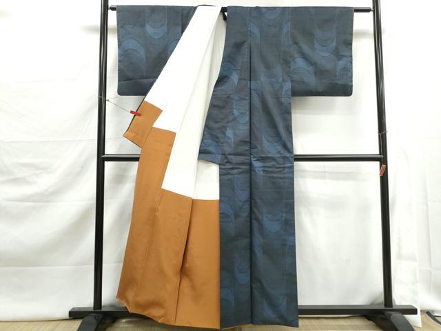 平和屋着物■本場大島紬 7マルキ 幾何学文 正絹 逸品 DABJ5433qa