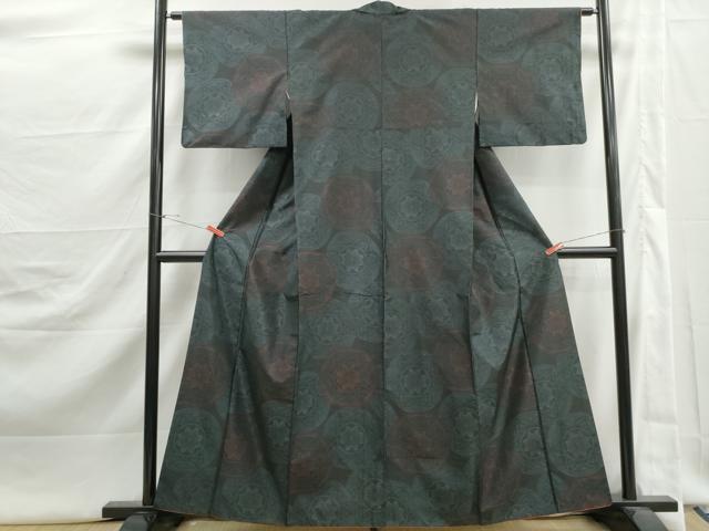 平和屋着物■本場大島紬 花絵皿文 正絹 逸品 DABJ5435qa