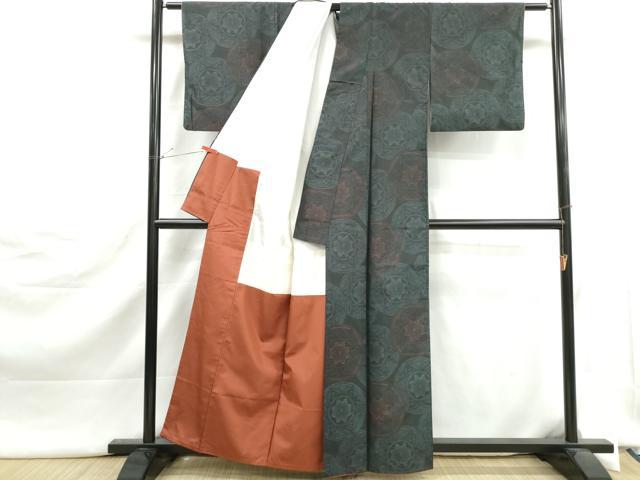 平和屋着物■本場大島紬 花絵皿文 正絹 逸品 DABJ5435qa