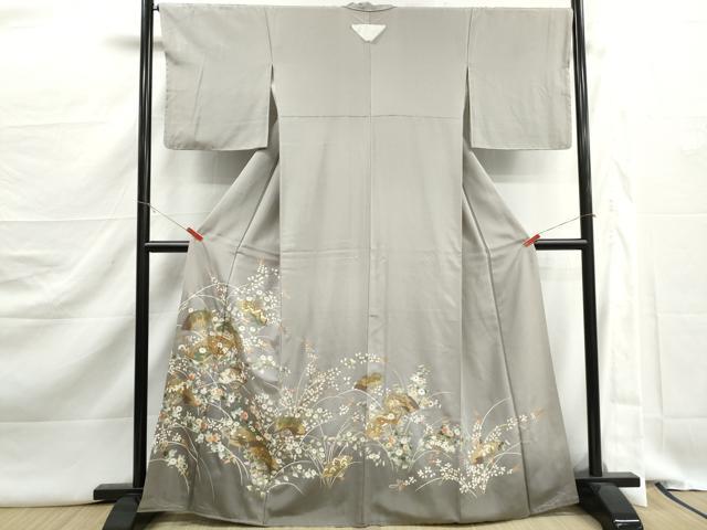 平和屋着物■豪華色留袖 駒刺繍 扇面草花文 暈し染め 金彩 正絹 逸品 DABJ5437qa