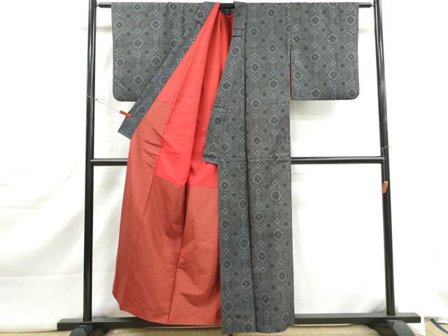 平和屋着物■アンティーク大島 本場大島紬 7マルキ 舞花菱文 正絹 逸品 DABJ5439qa