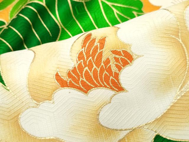 平和屋着物■豪華振袖 駒刺繍 草花文 牡丹 金彩 正絹 逸品 DABJ5465qa