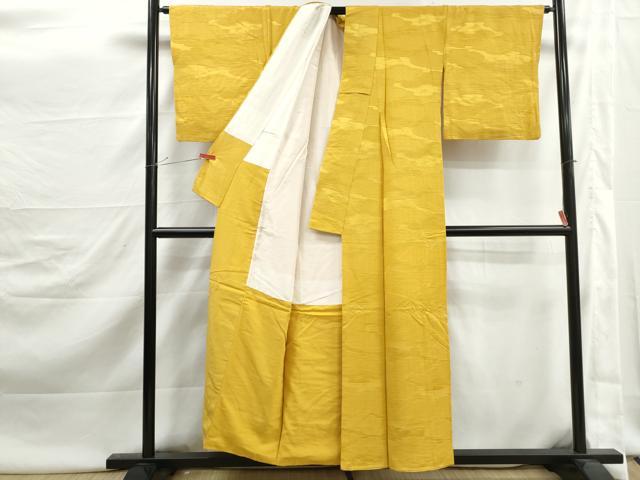 平和屋着物■上質な色無地 雲地紋 山吹色 正絹 逸品 DABJ5471qa