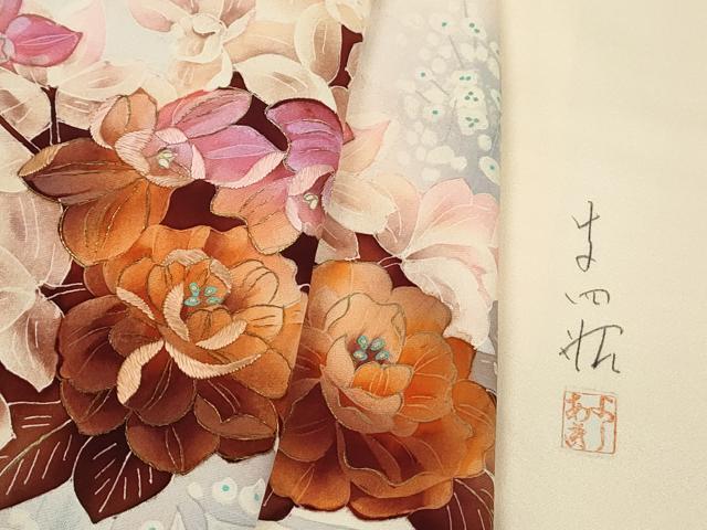 平和屋着物■訪問着 作家物 刺繍 枝花文 暈し染め 金銀彩 正絹 逸品 DABJ5478qa