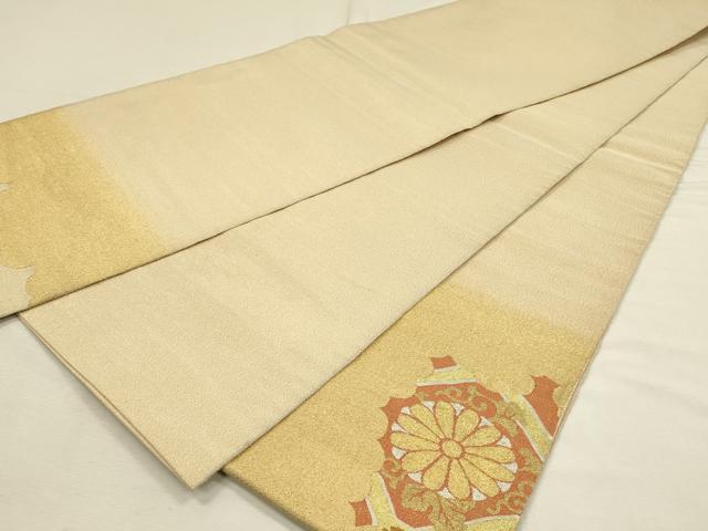 平和屋着物◎爪掻き本綴れ 太鼓柄袋帯 桐菊唐草文 金銀糸 正絹 逸品 DABJ5523qp