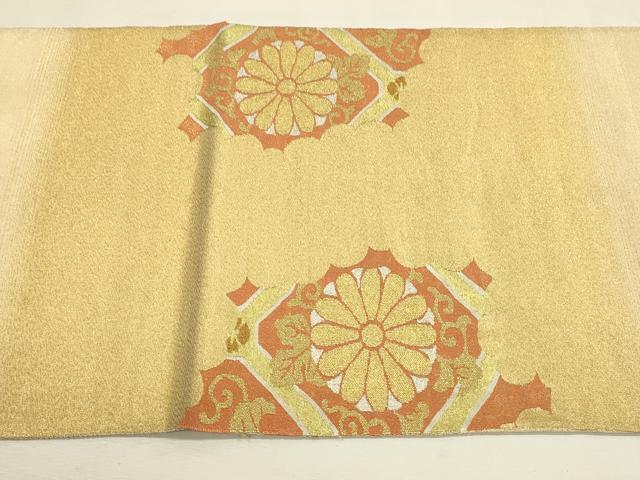 平和屋着物◎爪掻き本綴れ 太鼓柄袋帯 桐菊唐草文 金銀糸 正絹 逸品 DABJ5523qp