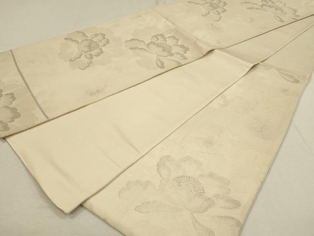 平和屋着物◎六通柄袋帯 牡丹 銀糸 正絹 逸品 DABJ5533qp