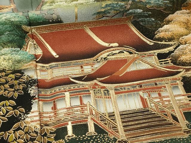 平和屋着物■豪華黒留袖 作家物 風景樹林文 暈し染め 金彩 正絹 逸品 DABJ5546qp