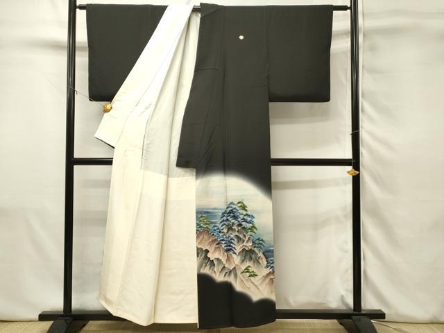 平和屋着物■豪華黒留袖 作家物 手描き 風景松文 暈し染め 正絹 逸品 DABJ5553qp