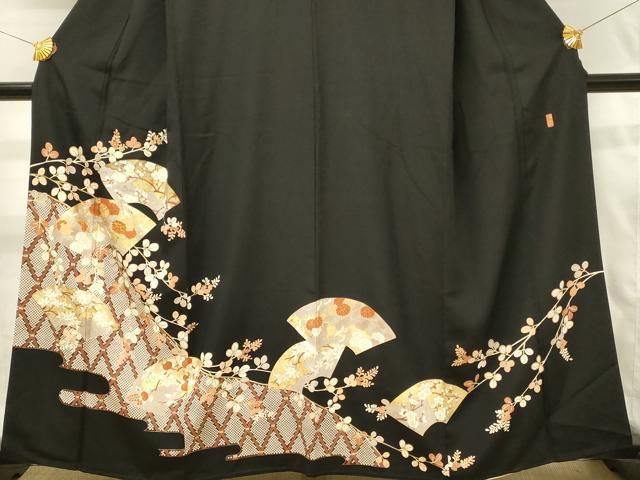 平和屋着物■豪華黒留袖 作家物 駒刺繍 地紙花文 枝梅 金彩 正絹 逸品 DABJ5555qp