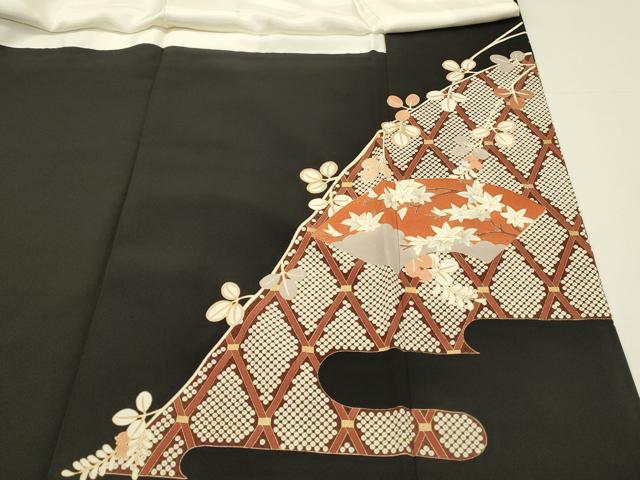 平和屋着物■豪華黒留袖 作家物 駒刺繍 地紙花文 枝梅 金彩 正絹 逸品 DABJ5555qp